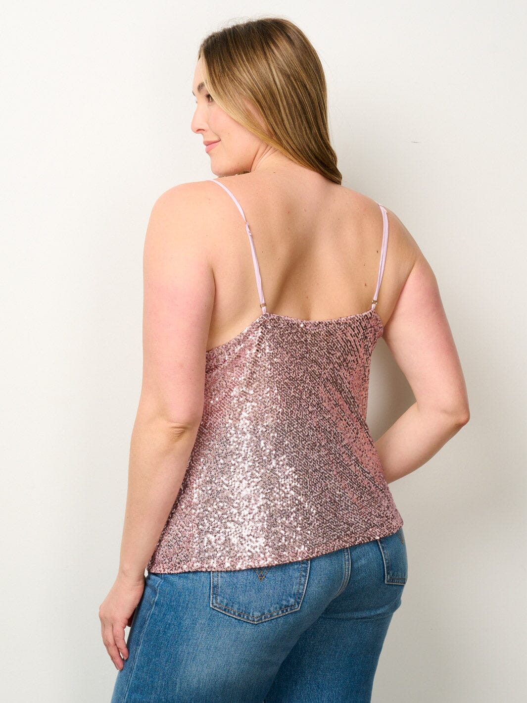 Sequin Cowl Neck Tank