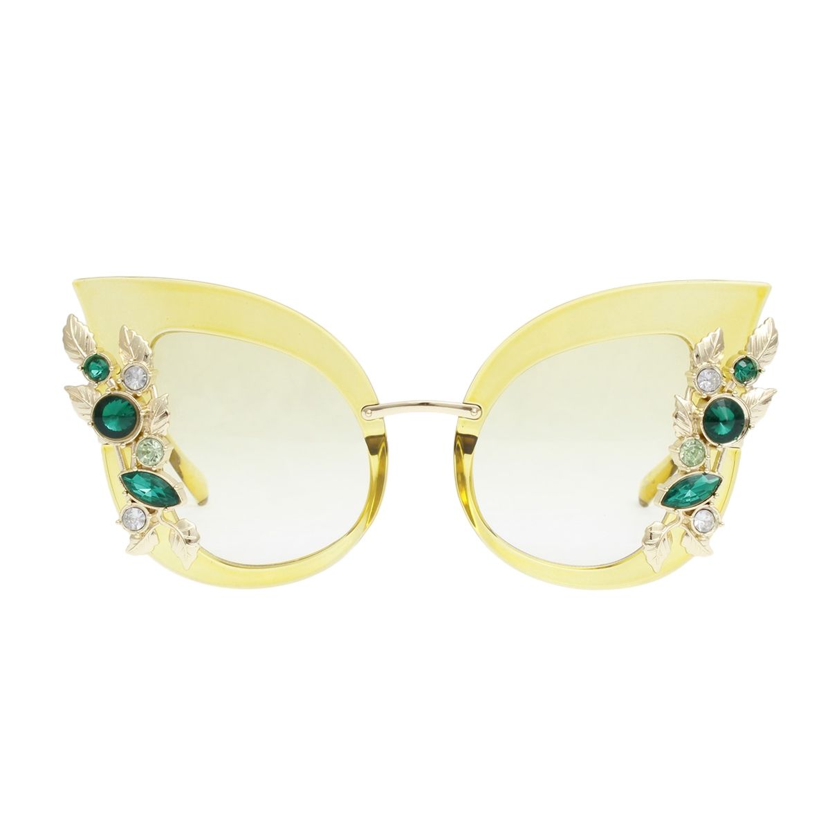 Sunglasses Green Vintage Crystal Cat Eye Eyewear